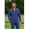 COOFANDY Men’s Quarter Zip Pullover Cable Knit Dress Sweater(Blue)