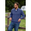 COOFANDY Men’s Quarter Zip Pullover Cable Knit Dress Sweater(Blue)
