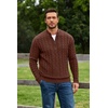 COOFANDY Men’s Quarter Zip Pullover Cable Knit Dress Sweater(Brown)