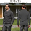 COOFANDY Men’s Quarter Zip Pullover Cable Knit Dress Sweater(Dark Grey)
