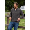 COOFANDY Men’s Quarter Zip Pullover Cable Knit Dress Sweater(Dark Grey)