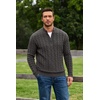 COOFANDY Men’s Quarter Zip Pullover Cable Knit Dress Sweater(Dark Grey)