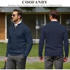 COOFANDY Men’s Quarter Zip Pullover Cable Knit Dress Sweater(Dark Navy)