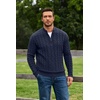 COOFANDY Men’s Quarter Zip Pullover Cable Knit Dress Sweater(Dark Navy)