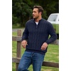 COOFANDY Men’s Quarter Zip Pullover Cable Knit Dress Sweater(Dark Navy)