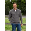 COOFANDY Men’s Quarter Zip Pullover Cable Knit Dress Sweater(Grey)