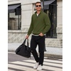 COOFANDY Mens Quarter Zip Pullover Mock Neck Casual Fleece Sweatshirt(Army Green)
