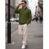 COOFANDY Mens Quarter Zip Pullover Mock Neck Casual Fleece Sweatshirt(Army Green)
