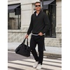 COOFANDY Mens Quarter Zip Pullover Mock Neck Casual Fleece Sweatshirt(Black)