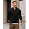 COOFANDY Mens Quarter Zip Pullover Mock Neck Casual Fleece Sweatshirt(Black)
