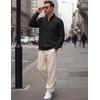 COOFANDY Mens Quarter Zip Pullover Mock Neck Casual Fleece Sweatshirt(Black)