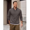 COOFANDY Mens Quarter Zip Pullover Mock Neck Casual Fleece Sweatshirt(Dark Grey)