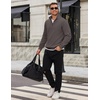 COOFANDY Mens Quarter Zip Pullover Mock Neck Casual Fleece Sweatshirt(Dark Grey)
