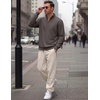 COOFANDY Mens Quarter Zip Pullover Mock Neck Casual Fleece Sweatshirt(Dark Grey)