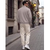 COOFANDY Mens Quarter Zip Pullover Mock Neck Casual Fleece Sweatshirt(Light Grey)