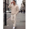 COOFANDY Mens Quarter Zip Pullover Mock Neck Casual Fleece Sweatshirt(Light Khaki)