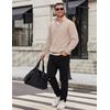 COOFANDY Mens Quarter Zip Pullover Mock Neck Casual Fleece Sweatshirt(Light Khaki)