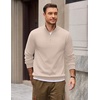 COOFANDY Mens Quarter Zip Pullover Mock Neck Casual Fleece Sweatshirt(Light Khaki)