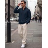 COOFANDY Mens Quarter Zip Pullover Mock Neck Casual Fleece Sweatshirt(Navy Blue)