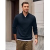 COOFANDY Mens Quarter Zip Pullover Mock Neck Casual Fleece Sweatshirt(Navy Blue)