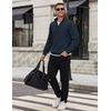 COOFANDY Mens Quarter Zip Pullover Mock Neck Casual Fleece Sweatshirt(Navy Blue)
