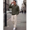 COOFANDY Mens Quarter Zip Pullover Mock Neck Casual Fleece Sweatshirt(Olive Green)