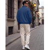 COOFANDY Mens Quarter Zip Pullover Mock Neck Casual Fleece Sweatshirt(Sky Blue)