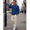 COOFANDY Mens Quarter Zip Pullover Mock Neck Casual Fleece Sweatshirt(Sky Blue)
