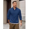 COOFANDY Mens Quarter Zip Pullover Mock Neck Casual Fleece Sweatshirt(Sky Blue)