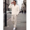 COOFANDY Mens Quarter Zip Pullover Mock Neck Casual Fleece Sweatshirt(White)