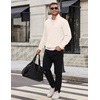 COOFANDY Mens Quarter Zip Pullover Mock Neck Casual Fleece Sweatshirt(White)