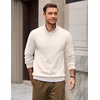COOFANDY Mens Quarter Zip Pullover Mock Neck Casual Fleece Sweatshirt(White)