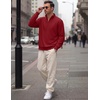 COOFANDY Mens Quarter Zip Pullover Mock Neck Casual Fleece Sweatshirt(Wine Red)