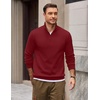 COOFANDY Mens Quarter Zip Pullover Mock Neck Casual Fleece Sweatshirt(Wine Red)