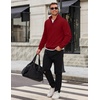 COOFANDY Mens Quarter Zip Pullover Mock Neck Casual Fleece Sweatshirt(Wine Red)