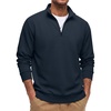 COOFANDY Mens Quarter Zip Pullover Mock Neck Casual Fleece Sweatshirt(Navy Blue)