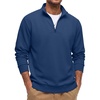 COOFANDY Mens Quarter Zip Pullover Mock Neck Casual Fleece Sweatshirt(Sky Blue)