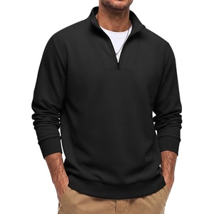 COOFANDY Mens Quarter Zip Pullover Mock Neck Casual Fleece Sweatshirt(Black)