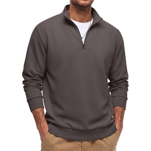 COOFANDY Mens Quarter Zip Pullover Mock Neck Casual Fleece Sweatshirt(Dark Grey)