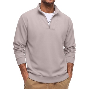 COOFANDY Mens Quarter Zip Pullover Mock Neck Casual Fleece Sweatshirt(Light Grey)