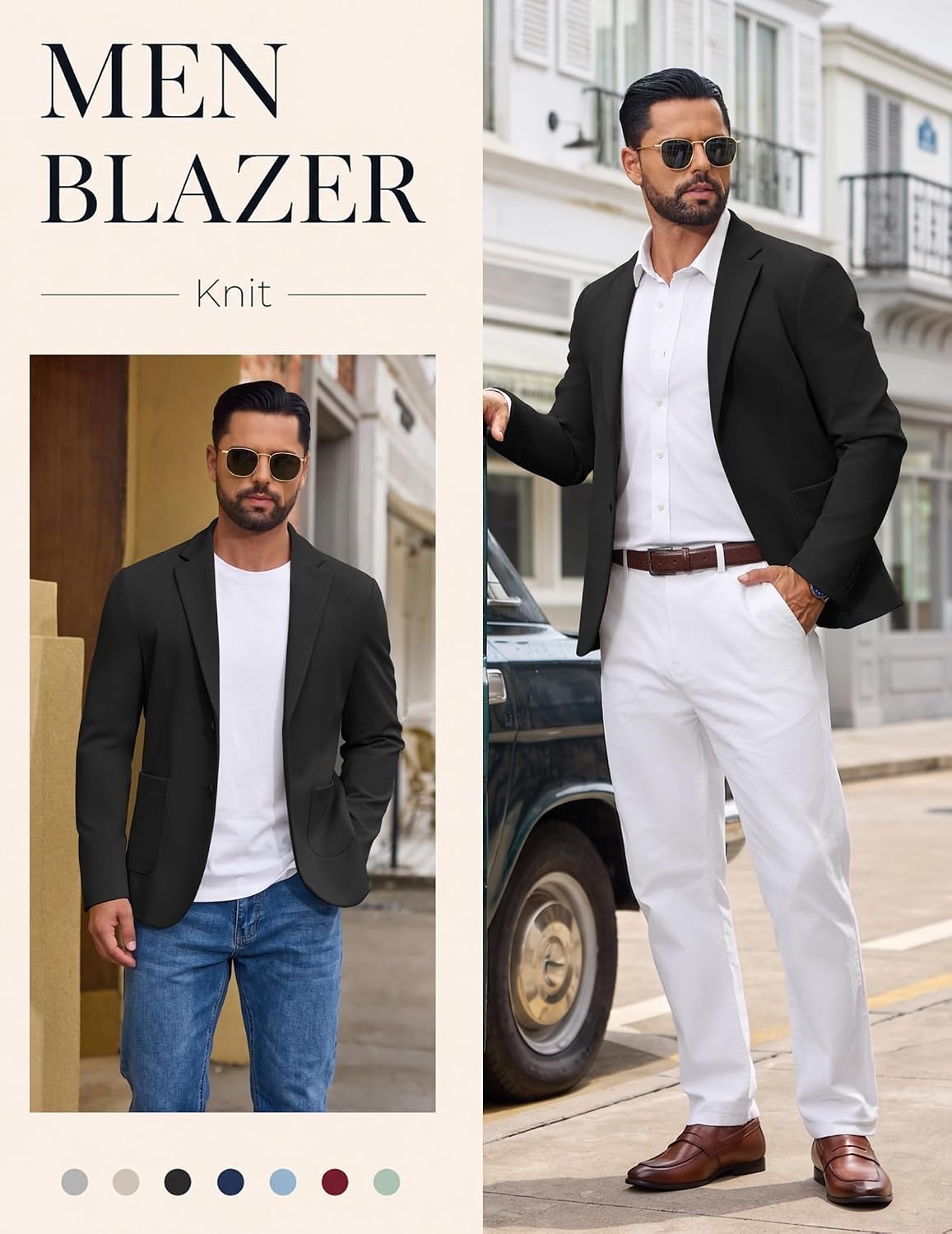 image:imageCOOFANDY Mens Casual Blazer Knit Sport Coat Regular Fit Suit JacketBlack
