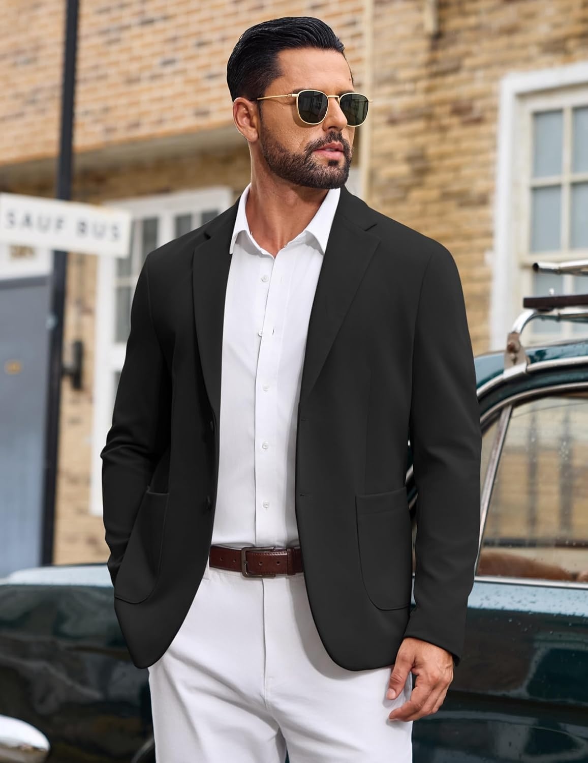 image:imageCOOFANDY Mens Casual Blazer Knit Sport Coat Regular Fit Suit JacketBlack