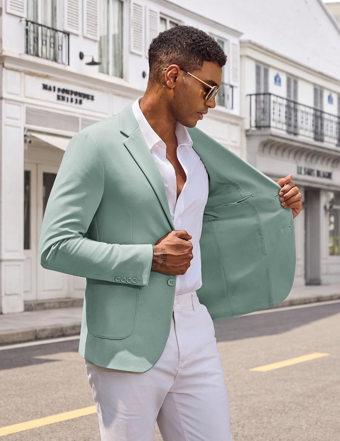 image:imageCOOFANDY Mens Casual Blazer Knit Sport Coat Regular Fit Suit JacketGreen