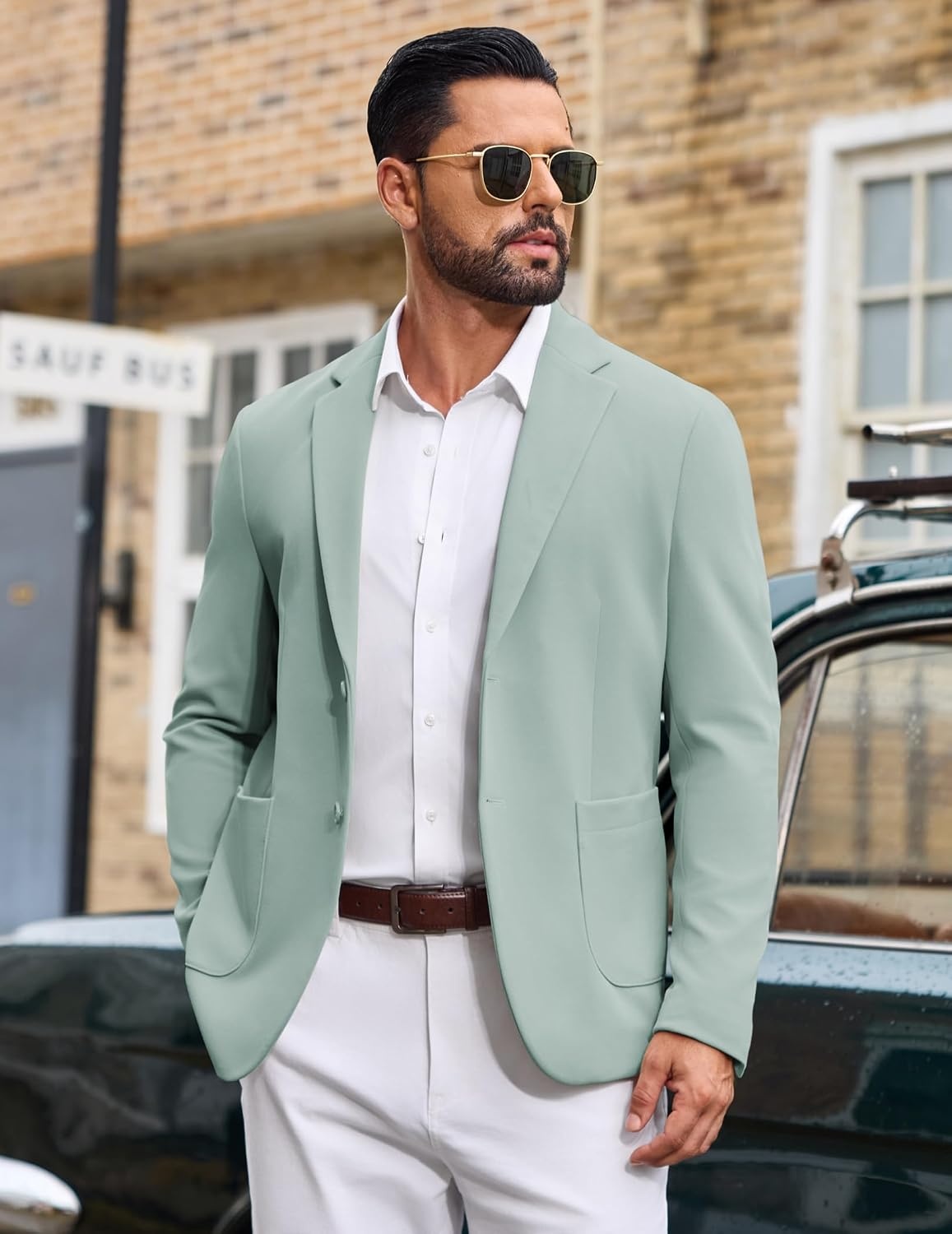 image:imageCOOFANDY Mens Casual Blazer Knit Sport Coat Regular Fit Suit JacketGreen