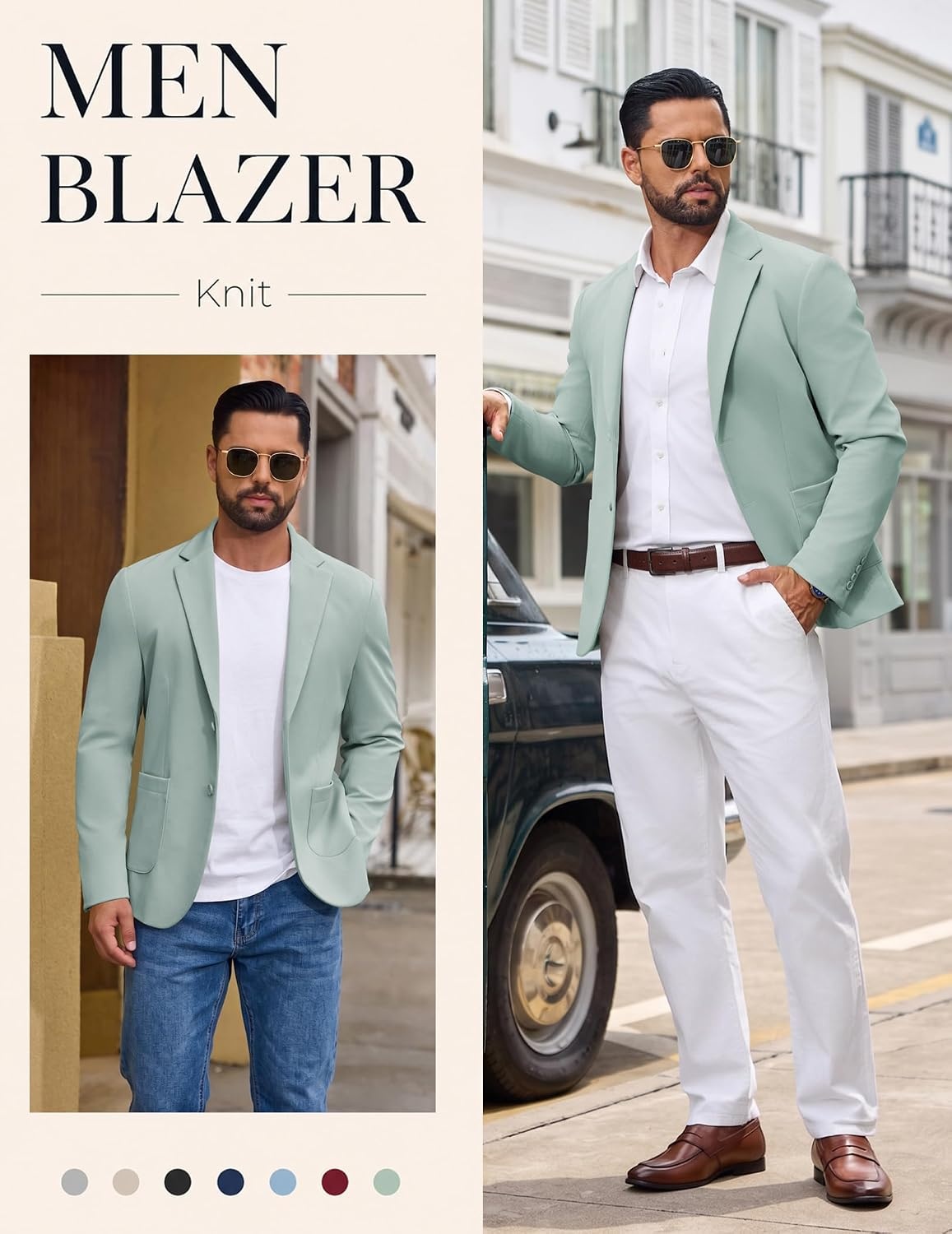 image:imageCOOFANDY Mens Casual Blazer Knit Sport Coat Regular Fit Suit JacketGreen