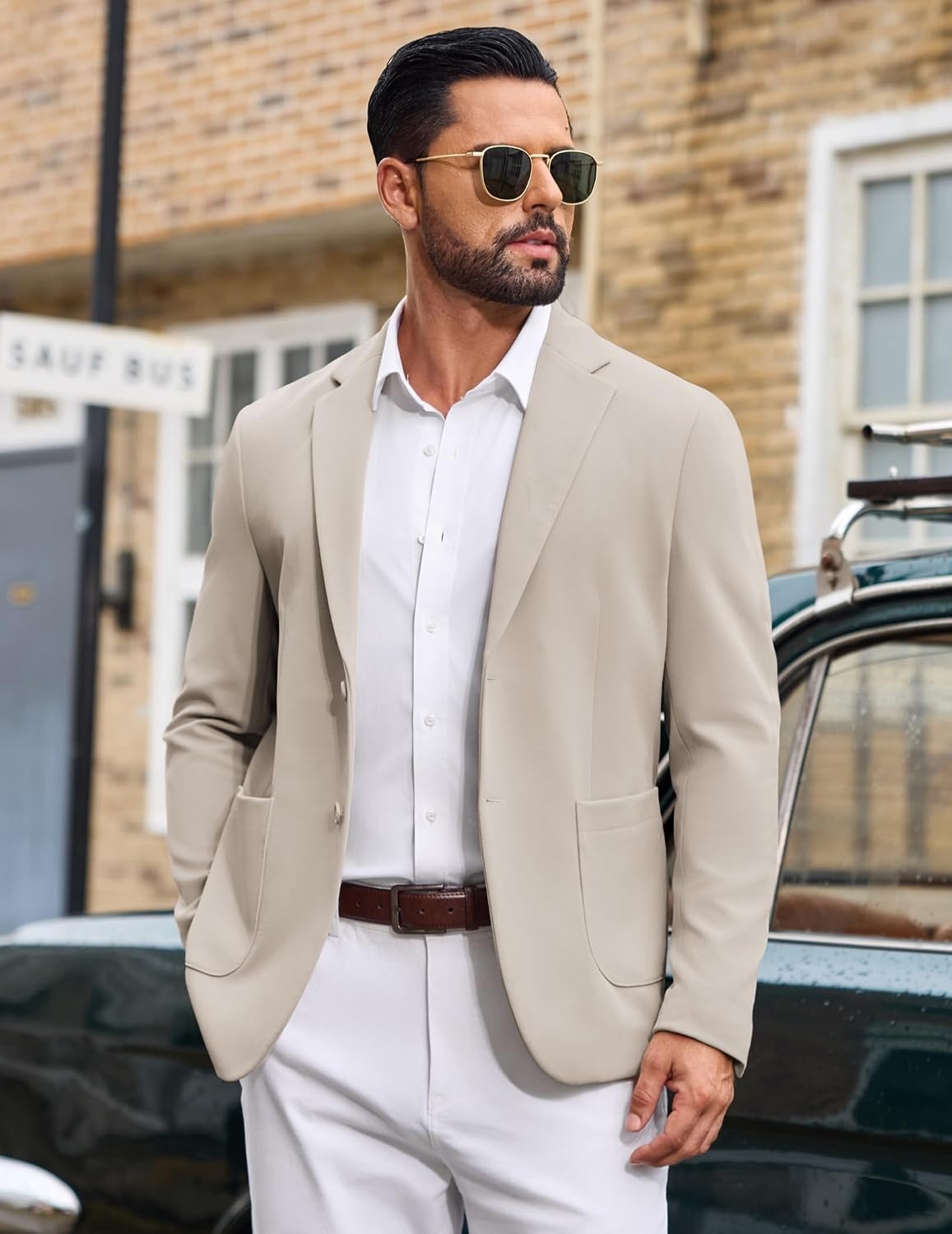 image:imageCOOFANDY Mens Casual Blazer Knit Sport Coat Regular Fit Suit JacketKhaki
