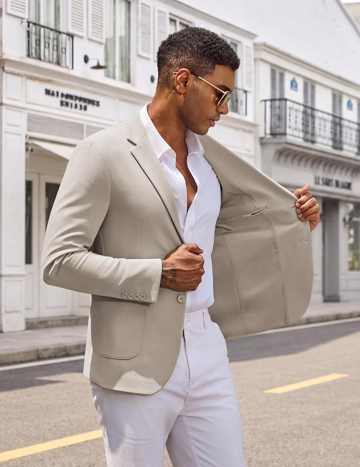 image:imageCOOFANDY Mens Casual Blazer Knit Sport Coat Regular Fit Suit JacketKhaki