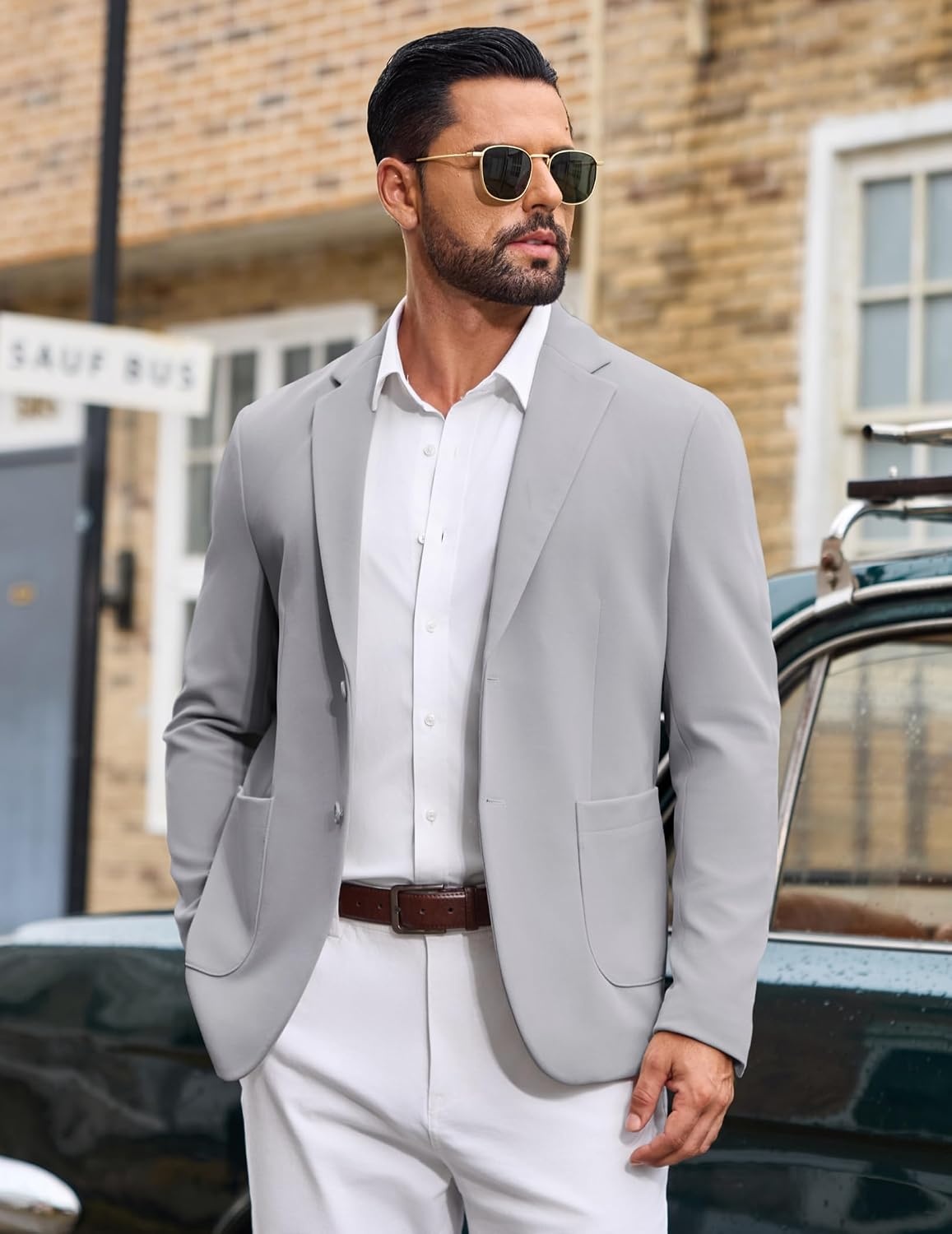 image:imageCOOFANDY Mens Casual Blazer Knit Sport Coat Regular Fit Suit JacketLight Grey