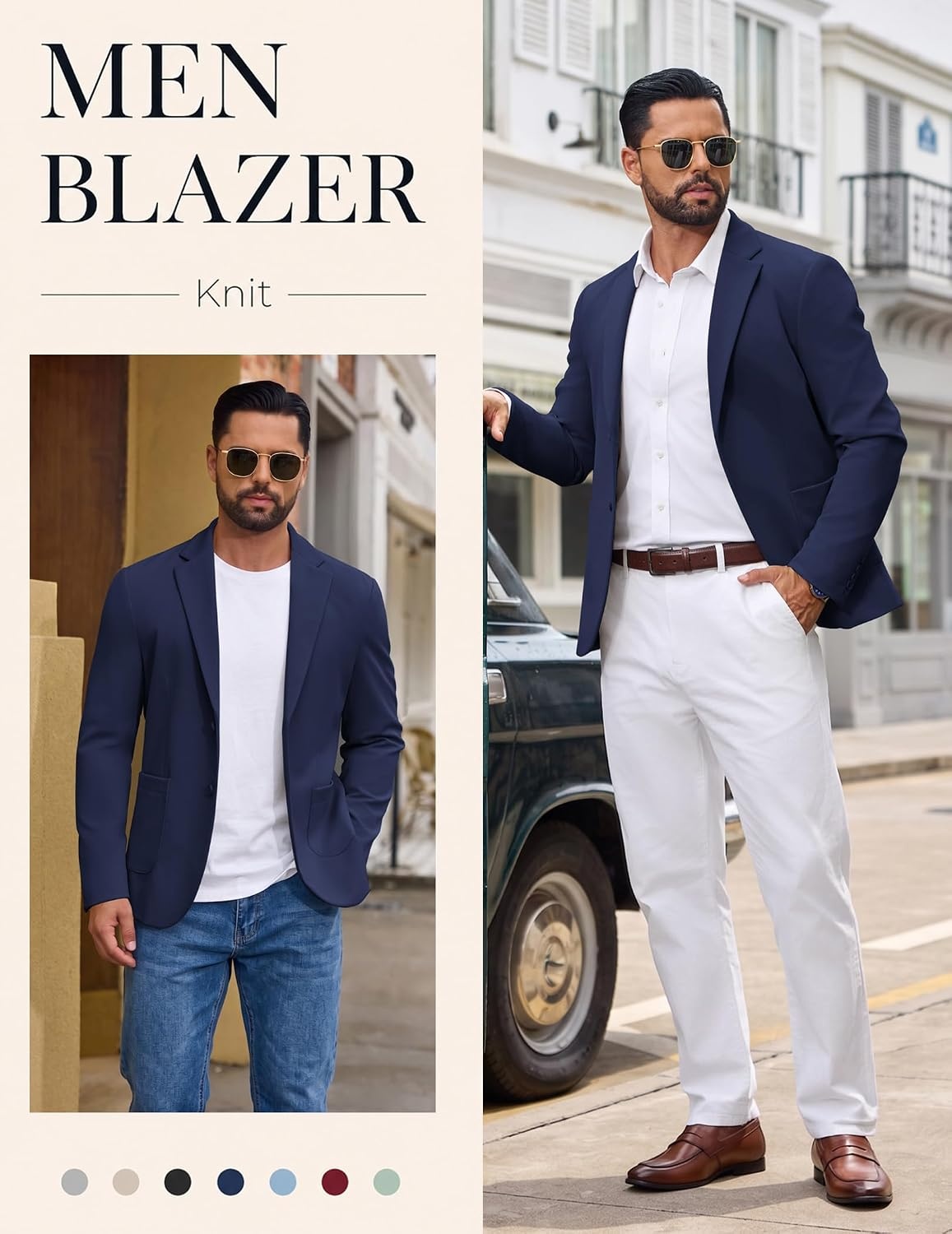 image:imageCOOFANDY Mens Casual Blazer Knit Sport Coat Regular Fit Suit JacketNavy Blue
