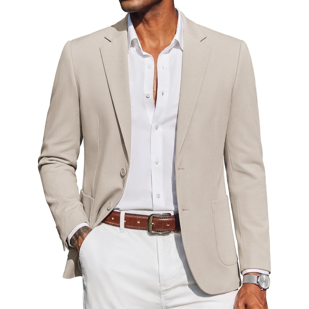 image:imageCOOFANDY Mens Casual Blazer Knit Sport Coat Regular Fit Suit JacketKhaki